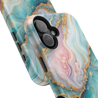 Marbled Aqua & Rose Gold Magnetic Impact Phone Case