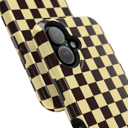 Checkerboard Magnetic Impact Case — Retro Black & Cream Phone Cover