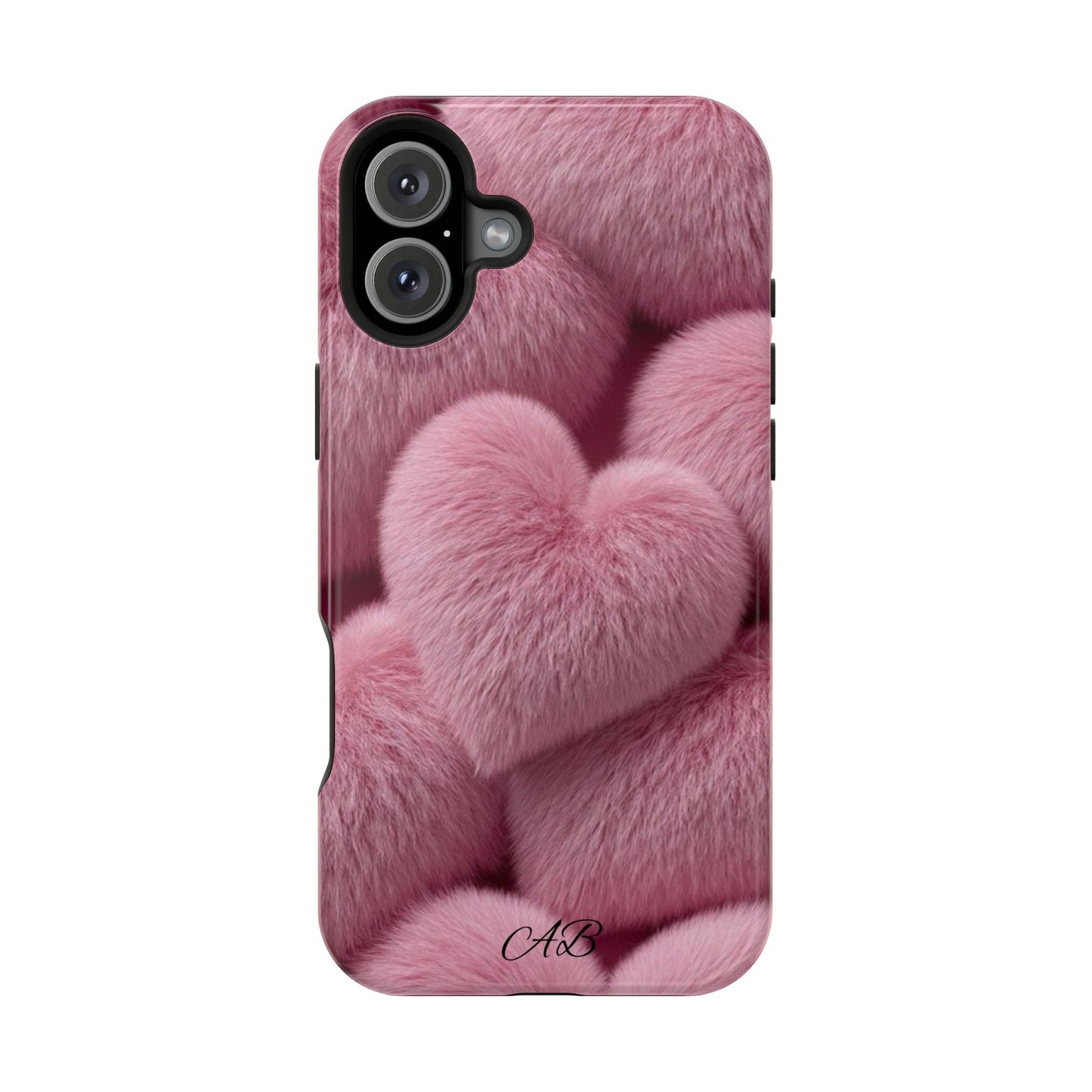 Pink Fuzzy Heart Phone Case — Magnetic Impact-Resistant