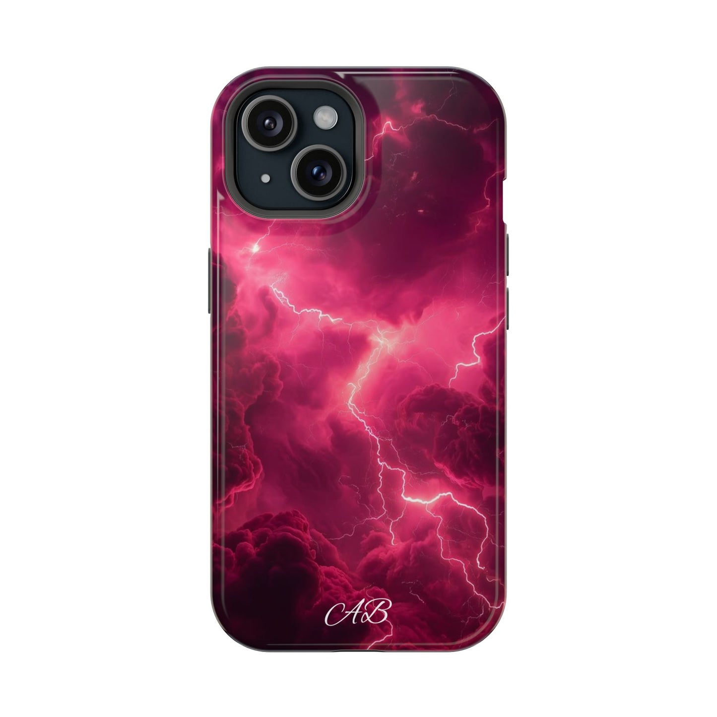 Magenta Lightning Phone Case — Magnetic Impact-Resistant iPhone Cover