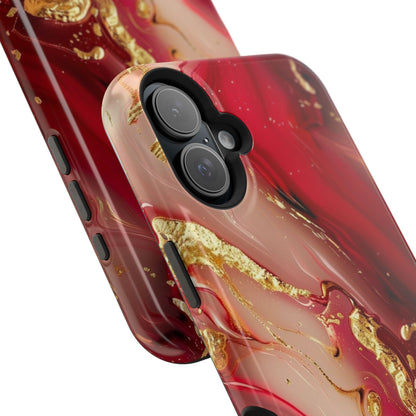 Red Marble & Gold Phone Case — Magnetic Impact-Resistant Protective Cover