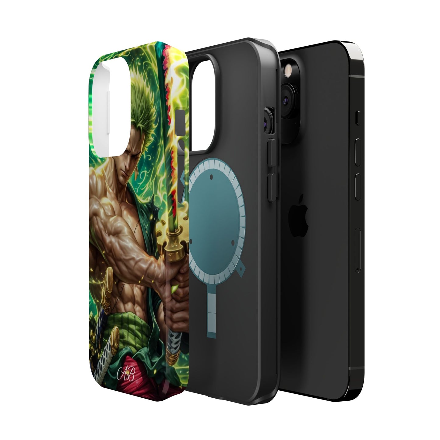 Magnetic Impact-Resistant Phone Case — Green-Sword Warrior Anime Art