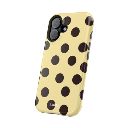 Polka Dot Magnetic Impact Phone Case — Yellow & Black Protective Cover