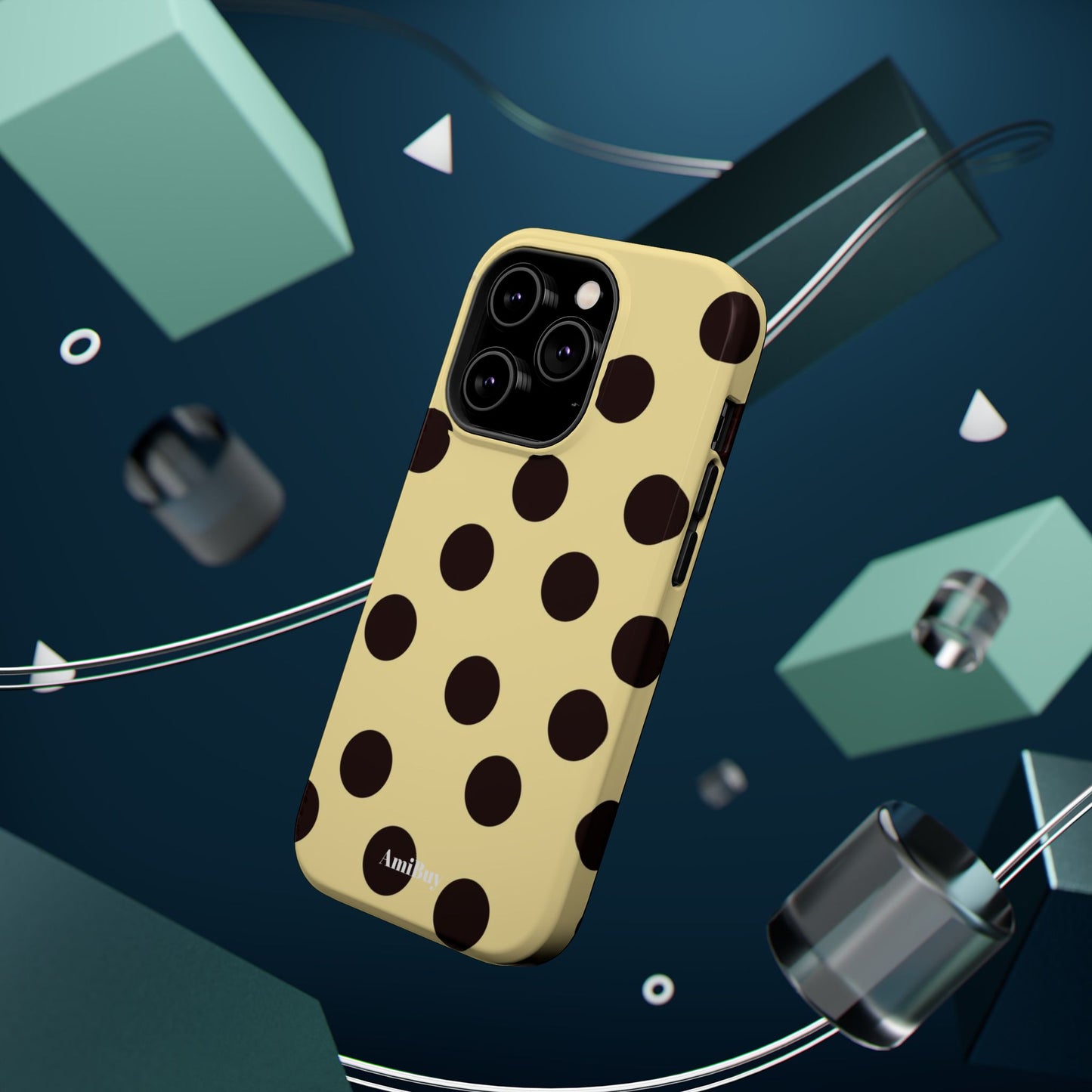 Polka Dot Magnetic Impact Phone Case — Yellow & Black Protective Cover