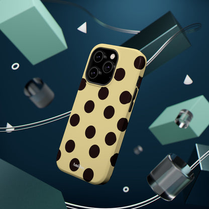 Polka Dot Magnetic Impact Phone Case — Yellow & Black Protective Cover