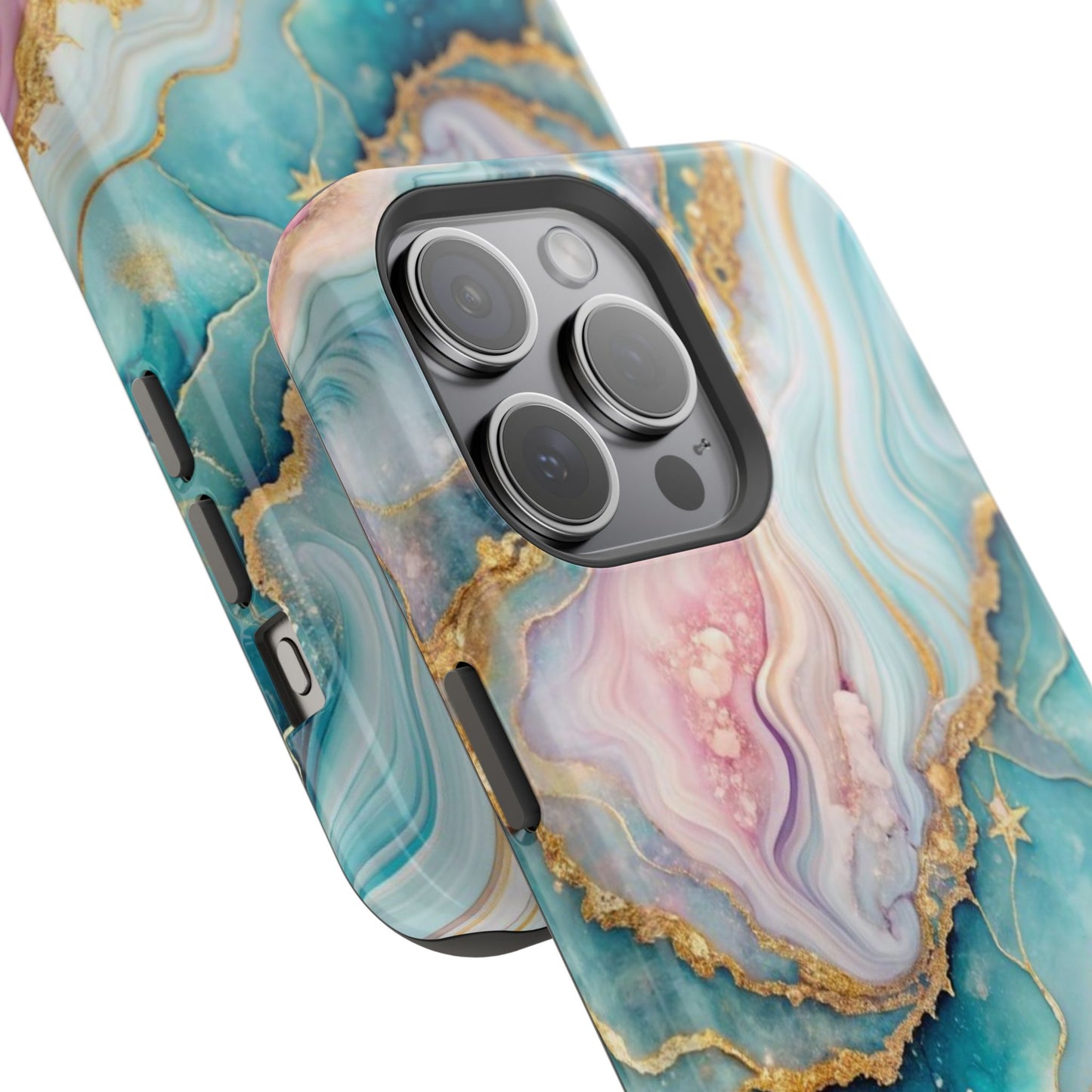 Marbled Aqua & Rose Gold Magnetic Impact Phone Case