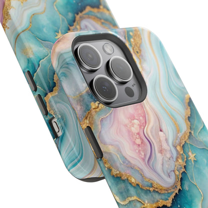 Marbled Aqua & Rose Gold Magnetic Impact Phone Case
