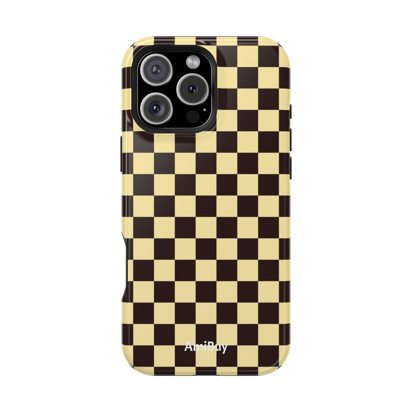 Checkerboard Magnetic Impact Case — Retro Black & Cream Phone Cover