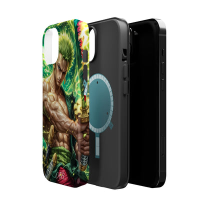 Magnetic Impact-Resistant Phone Case — Green-Sword Warrior Anime Art