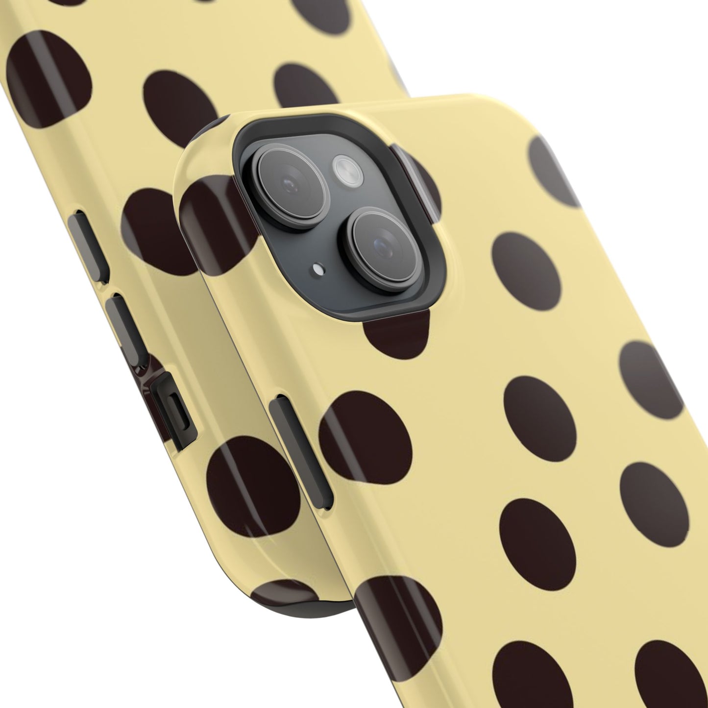 Polka Dot Magnetic Impact Phone Case — Yellow & Black Protective Cover
