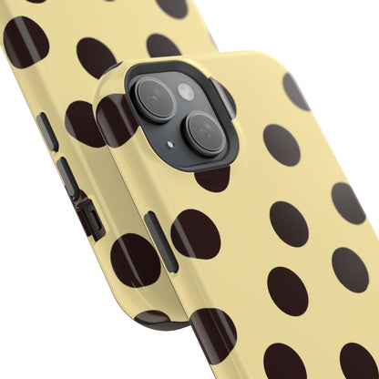 Polka Dot Magnetic Impact Phone Case — Yellow & Black Protective Cover
