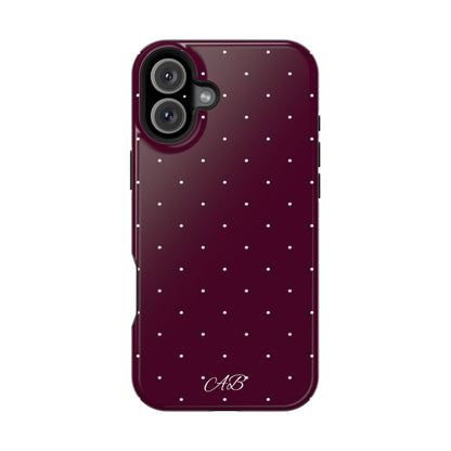 Magnetic Impact-Resistant Phone Case — Burgundy Microdot Protective Cover
