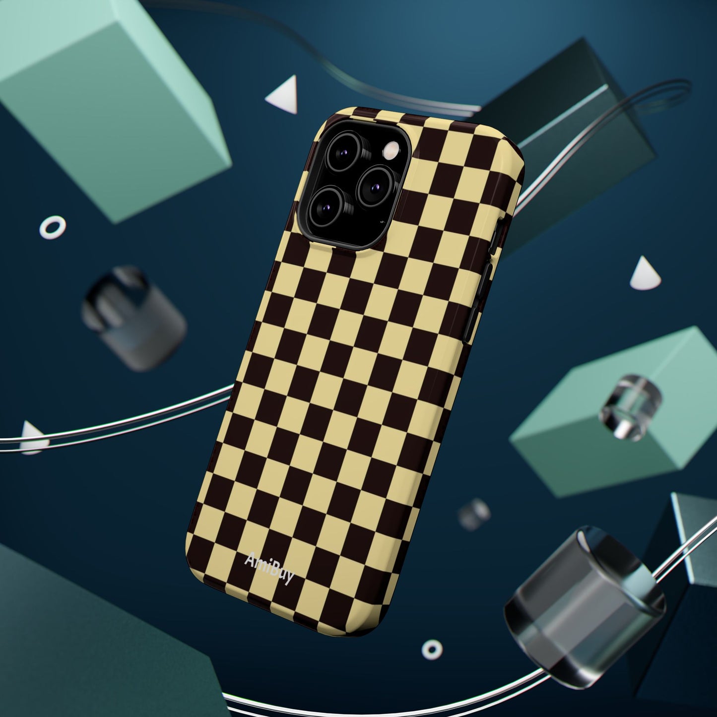 Checkerboard Magnetic Impact Case — Retro Black & Cream Phone Cover
