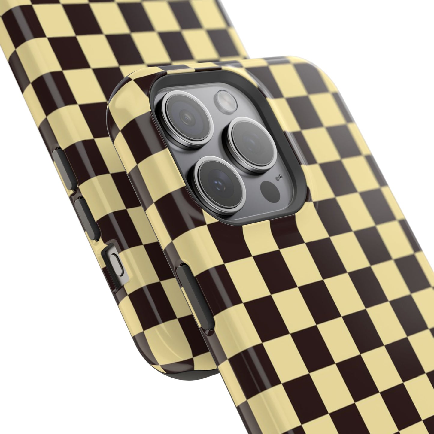 Checkerboard Magnetic Impact Case — Retro Black & Cream Phone Cover