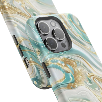 Marbled Teal & Gold Magnetic Impact-Resistant Phone Case