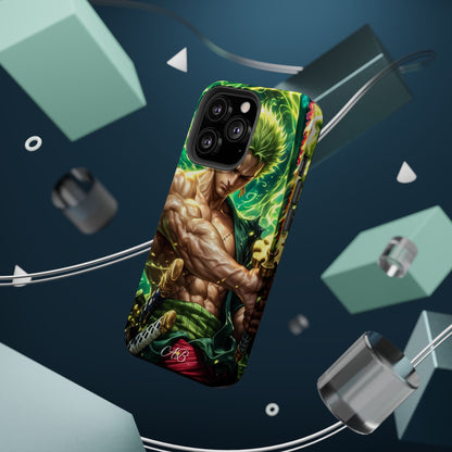 Magnetic Impact-Resistant Phone Case — Green-Sword Warrior Anime Art