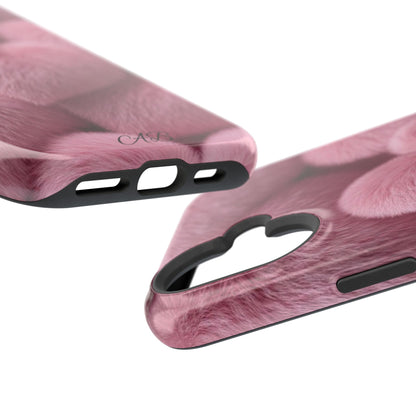 Pink Fuzzy Heart Phone Case — Magnetic Impact-Resistant