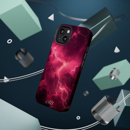 Magenta Lightning Phone Case — Magnetic Impact-Resistant iPhone Cover