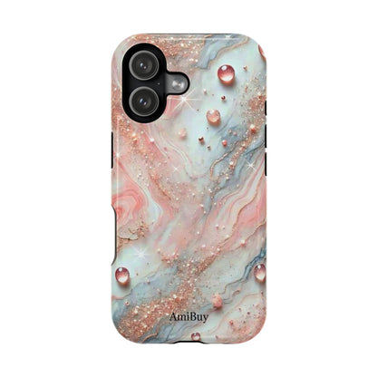 Marble Rose Phone Case — Magnetic Impact-Resistant iPhone Cover