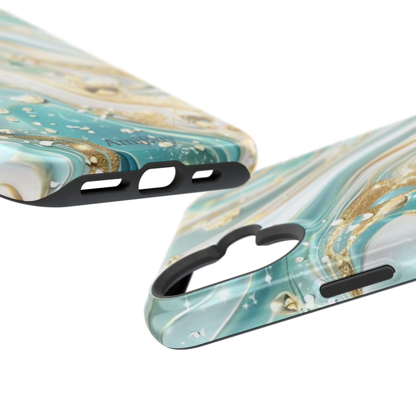 Marbled Teal & Gold Magnetic Impact-Resistant Phone Case