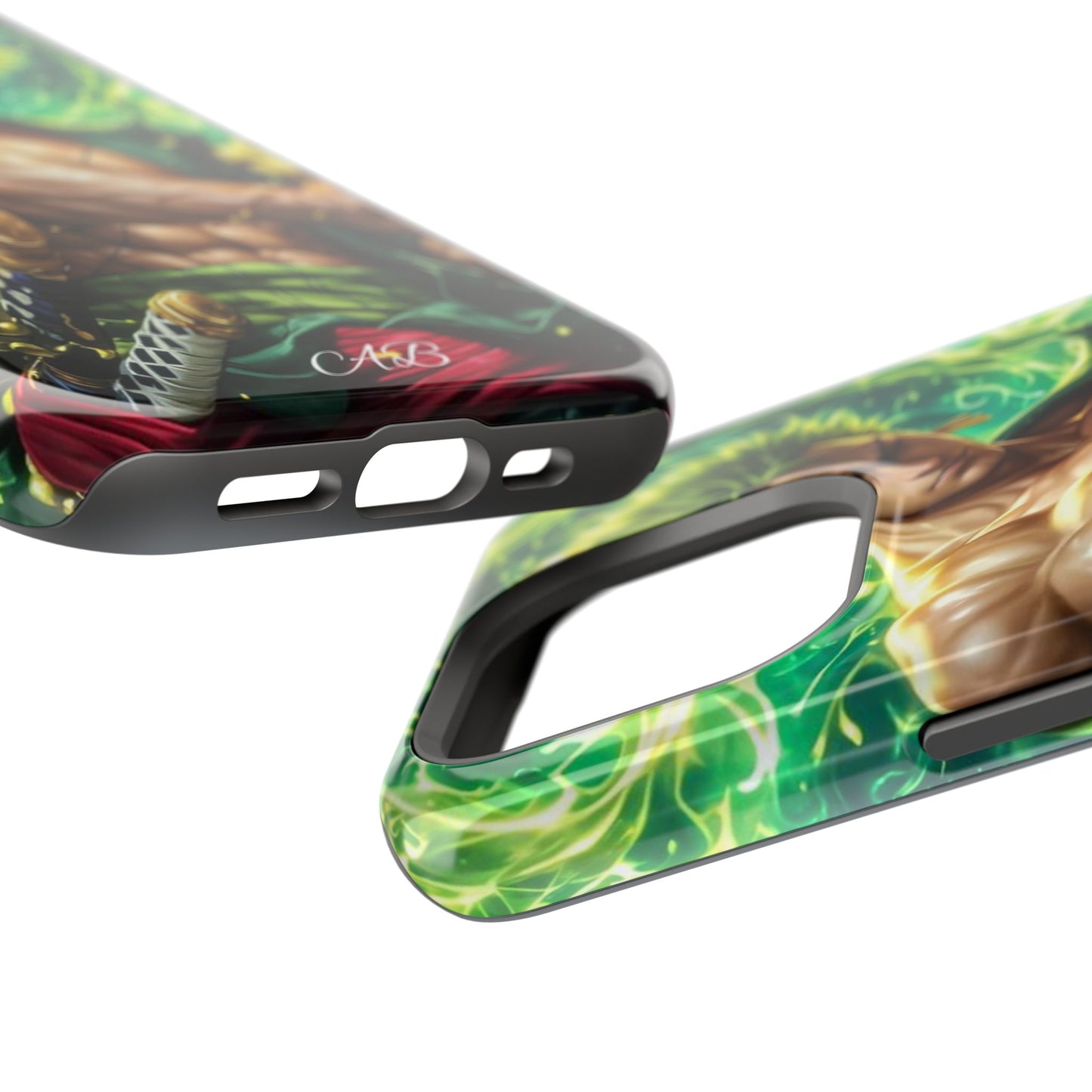 Magnetic Impact-Resistant Phone Case — Green-Sword Warrior Anime Art