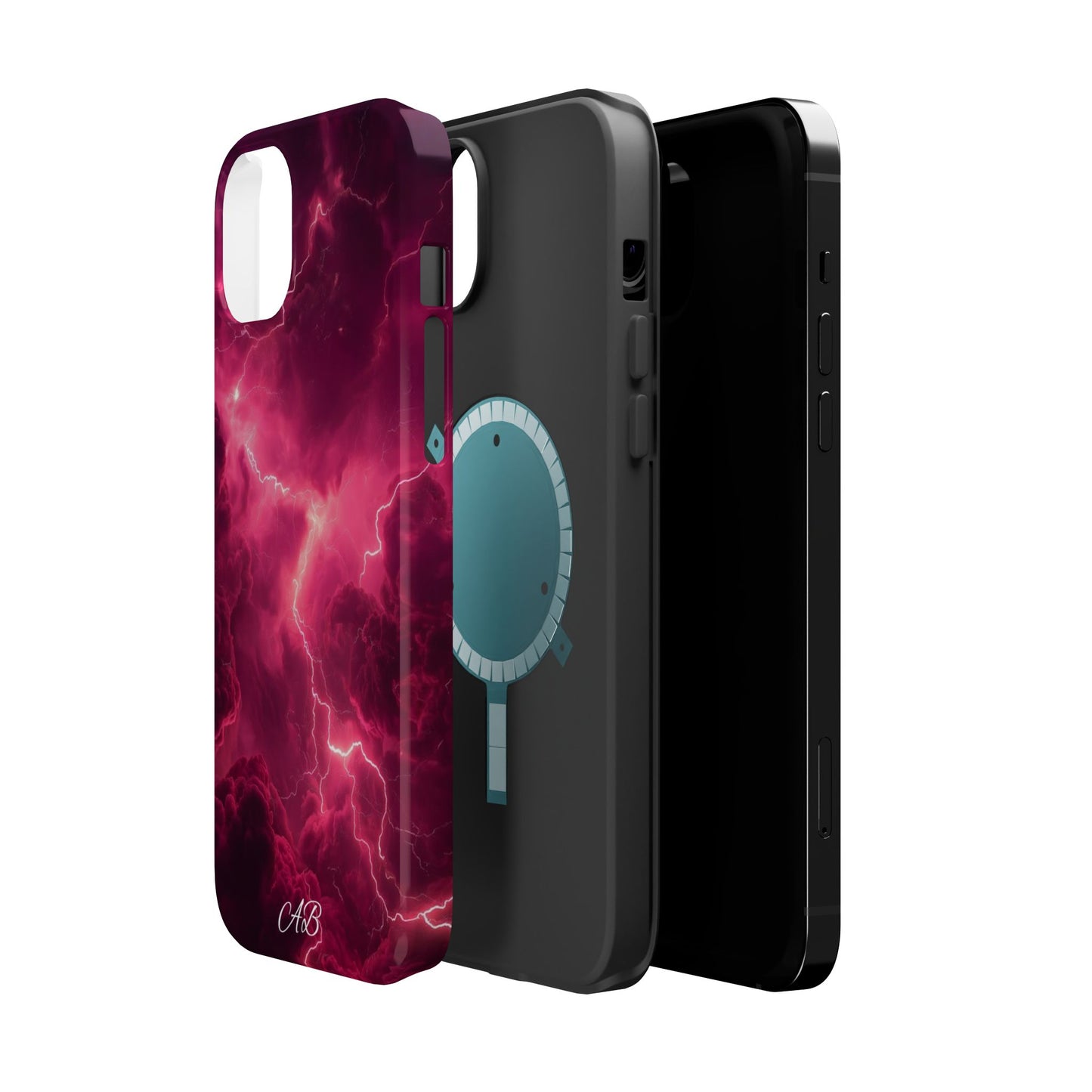 Magenta Lightning Phone Case — Magnetic Impact-Resistant iPhone Cover