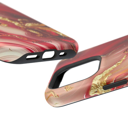 Red Marble & Gold Phone Case — Magnetic Impact-Resistant Protective Cover