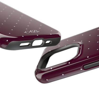 Magnetic Impact-Resistant Phone Case — Burgundy Microdot Protective Cover