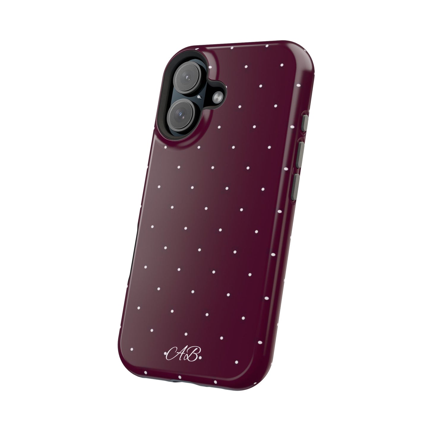 Magnetic Impact-Resistant Phone Case — Burgundy Microdot Protective Cover