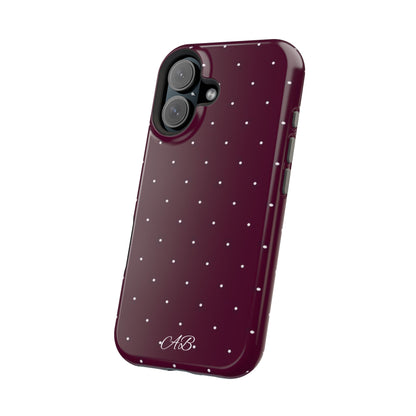 Magnetic Impact-Resistant Phone Case — Burgundy Microdot Protective Cover