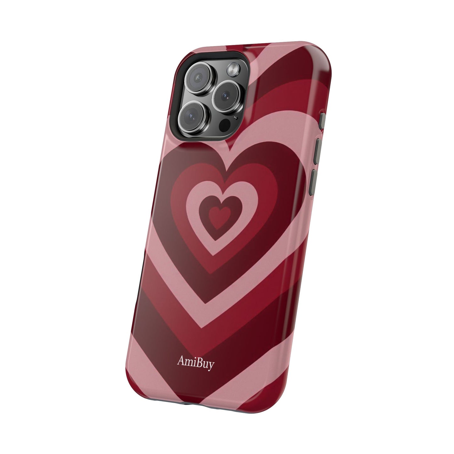 Magnetic Impact-Resistant Phone Case — Retro Layered Heart Design