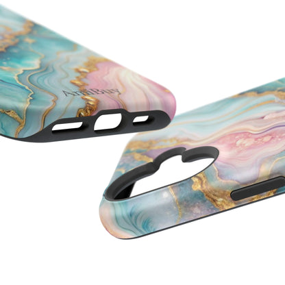 Marbled Aqua & Rose Gold Magnetic Impact Phone Case