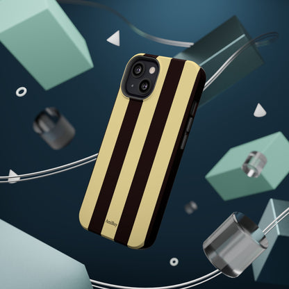 Striped Magnetic Impact-Resistant Phone Case — Brown & Cream Vertical Stripes