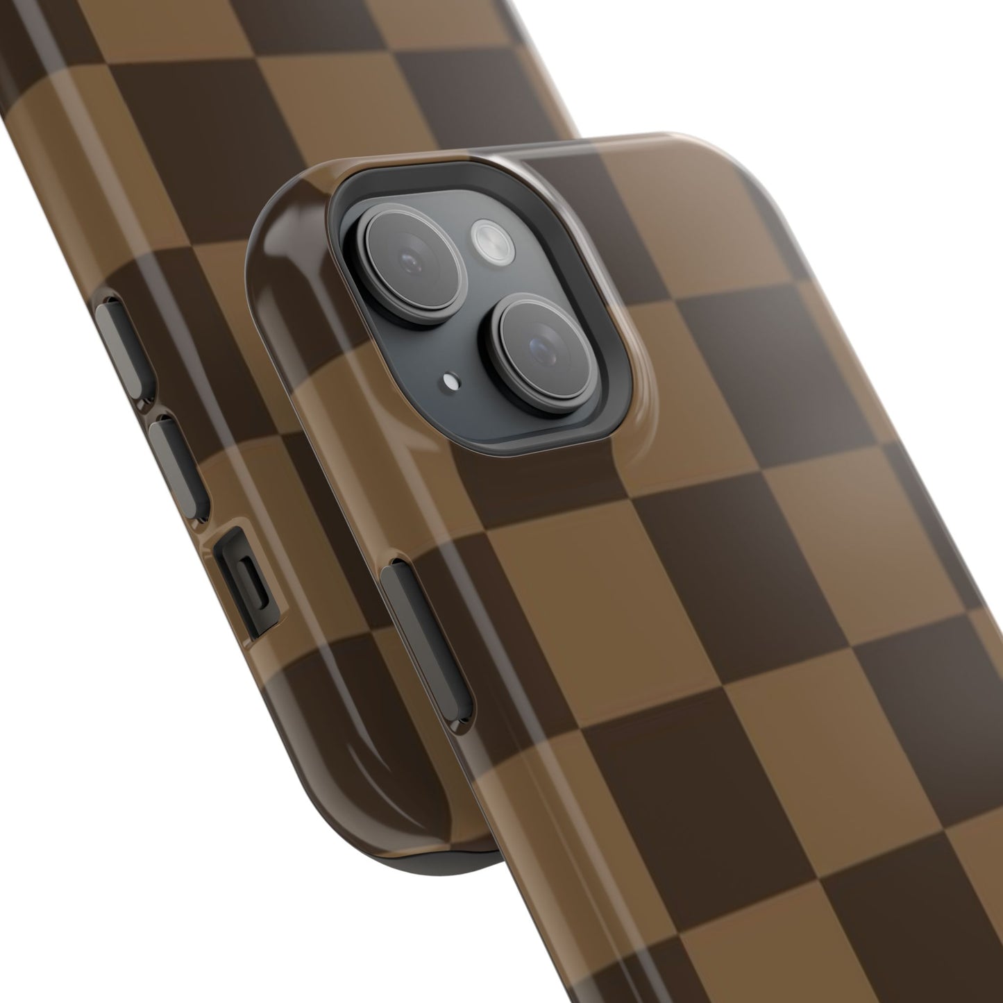 Brown Checkered Magnetic Impact-Resistant Phone Case