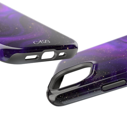 Purple Galaxy Magnetic Impact Phone Case — Shockproof Cosmic Swirl Design