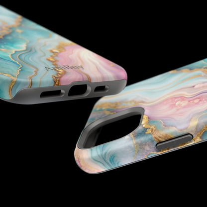 Marbled Aqua & Rose Gold Magnetic Impact Phone Case