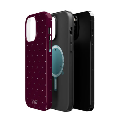 Magnetic Impact-Resistant Phone Case — Burgundy Microdot Protective Cover
