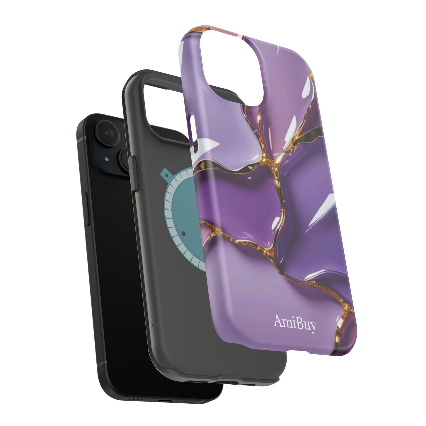 Purple Gold Marble Magnetic Impact-Resistant Phone Case
