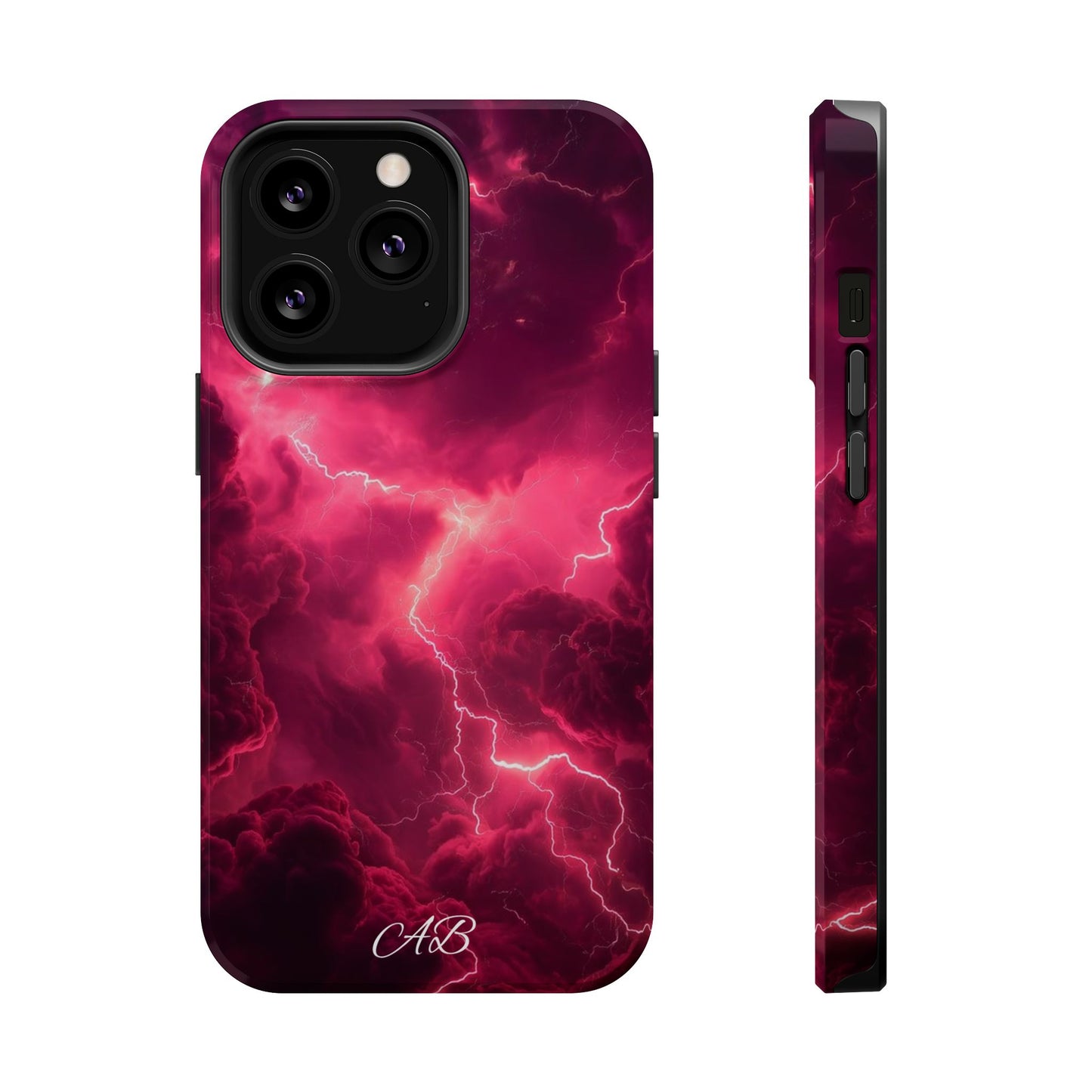 Magenta Lightning Phone Case — Magnetic Impact-Resistant iPhone Cover