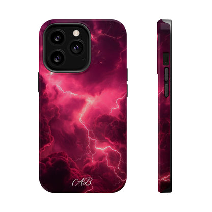 Magenta Lightning Phone Case — Magnetic Impact-Resistant iPhone Cover