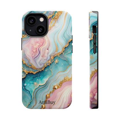 Marbled Aqua & Rose Gold Magnetic Impact Phone Case
