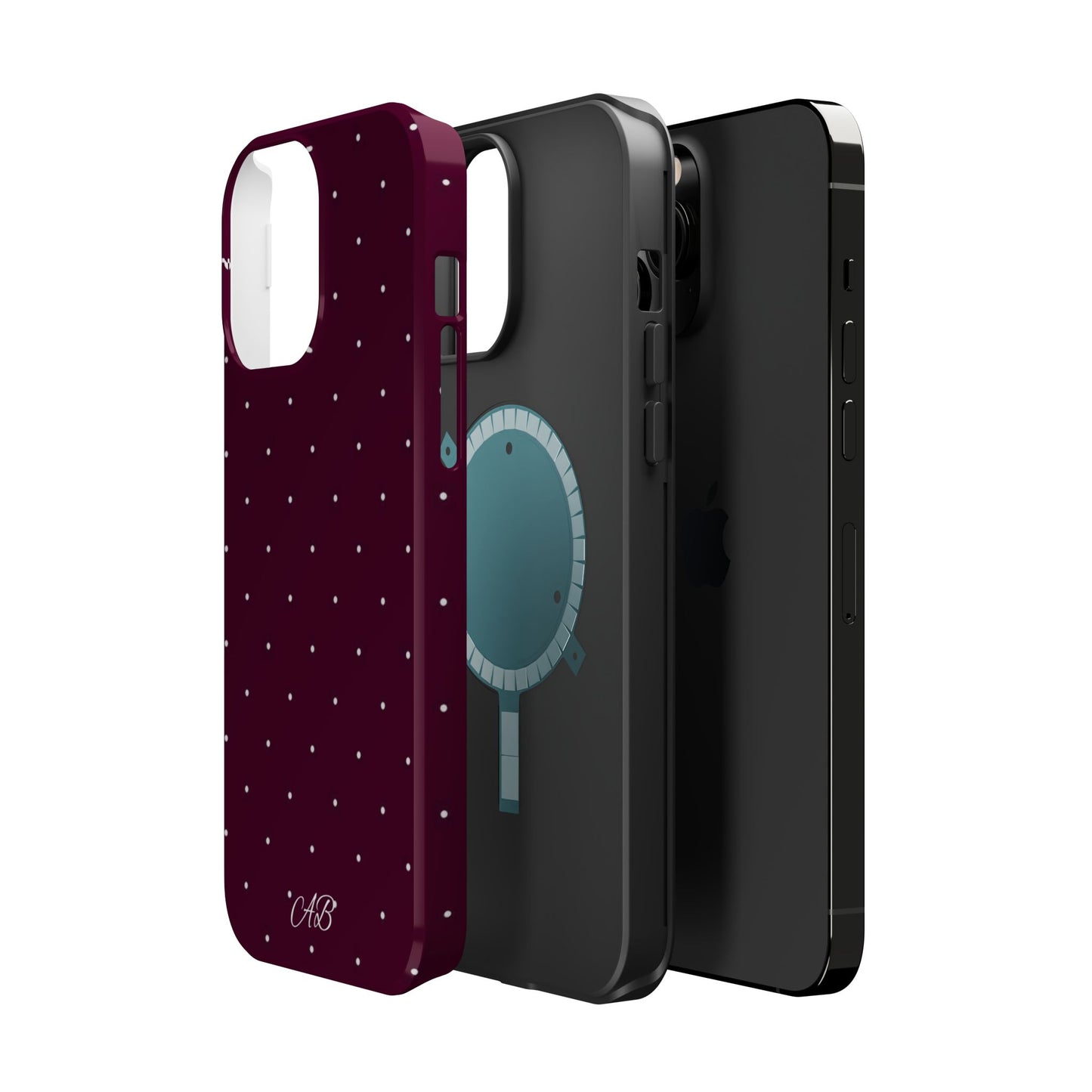 Magnetic Impact-Resistant Phone Case — Burgundy Microdot Protective Cover