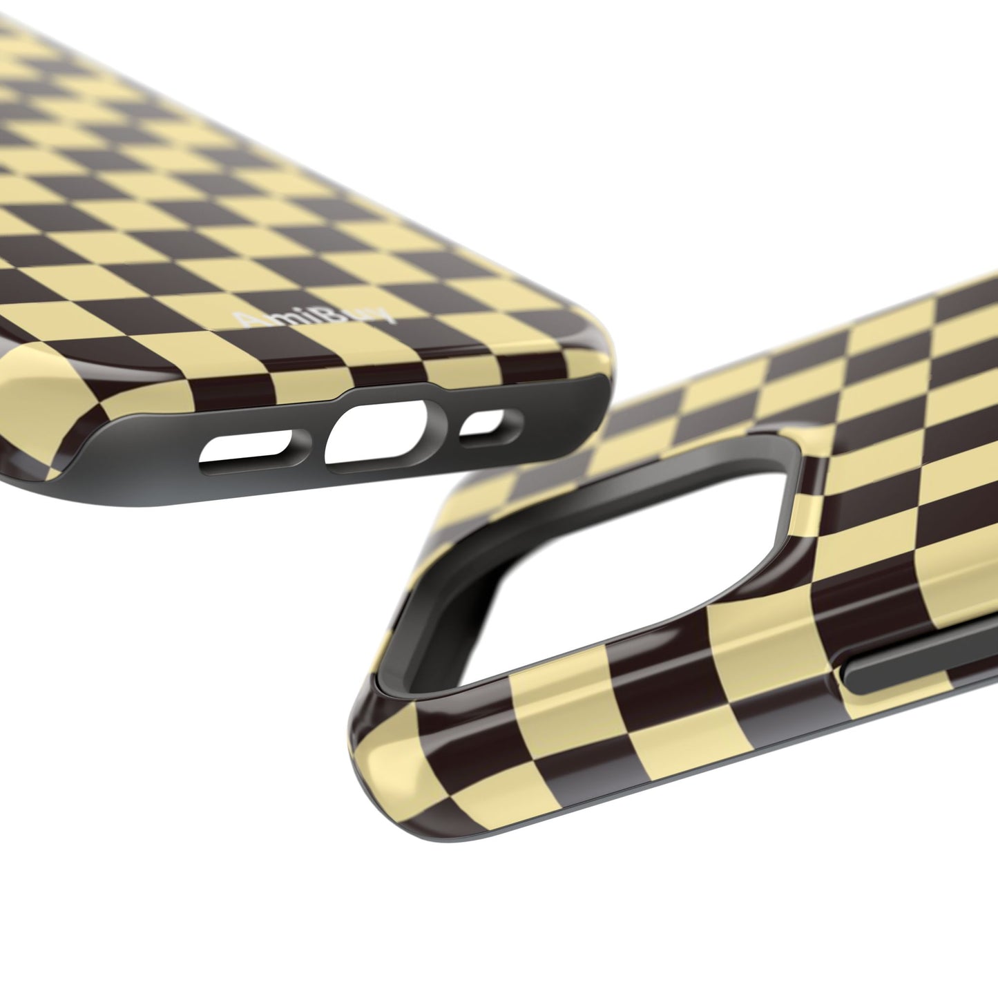 Checkerboard Magnetic Impact Case — Retro Black & Cream Phone Cover