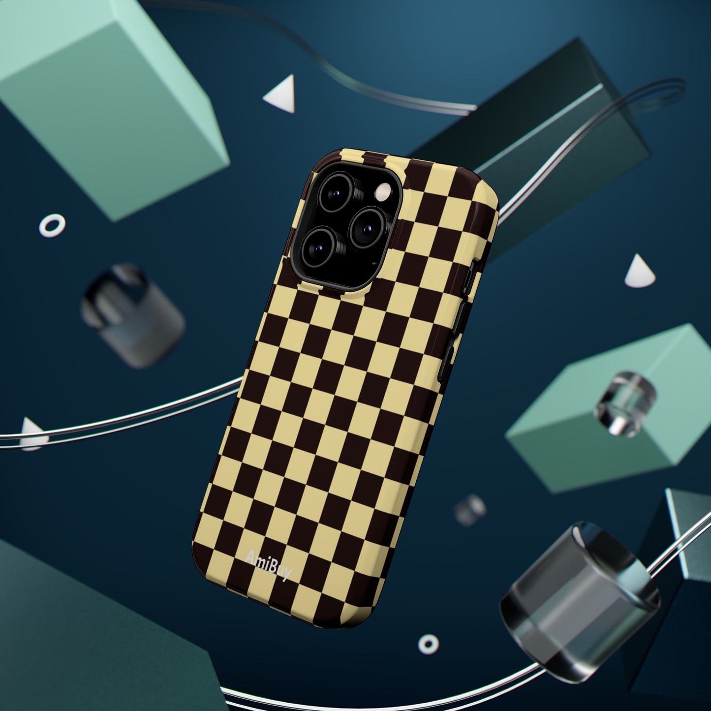 Checkerboard Magnetic Impact Case — Retro Black & Cream Phone Cover