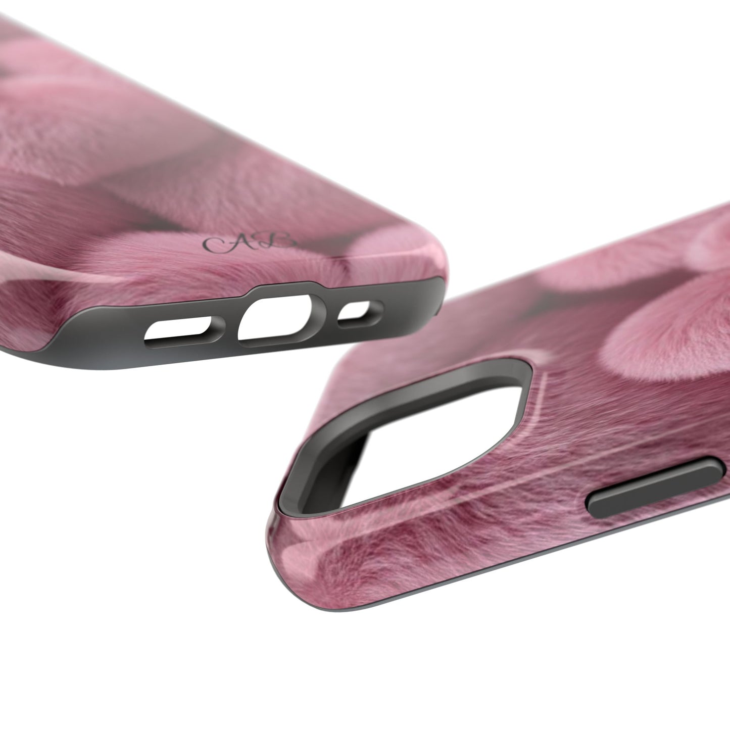 Pink Fuzzy Heart Phone Case — Magnetic Impact-Resistant