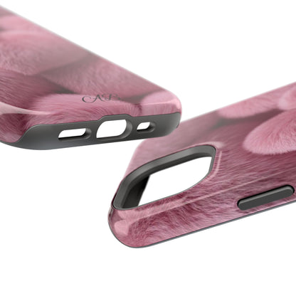 Pink Fuzzy Heart Phone Case — Magnetic Impact-Resistant