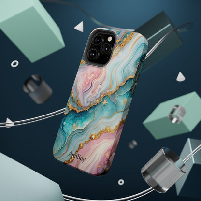 Marbled Aqua & Rose Gold Magnetic Impact Phone Case