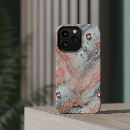 Marble Rose Phone Case — Magnetic Impact-Resistant iPhone Cover