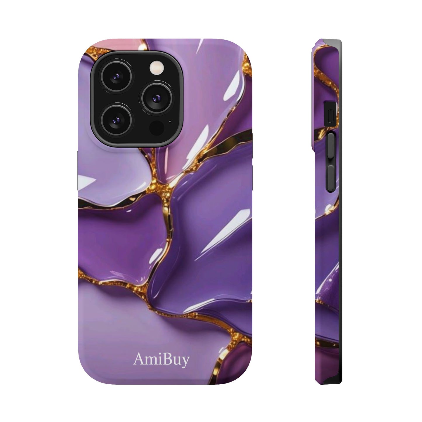 Purple Gold Marble Magnetic Impact-Resistant Phone Case