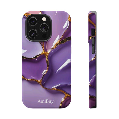 Purple Gold Marble Magnetic Impact-Resistant Phone Case